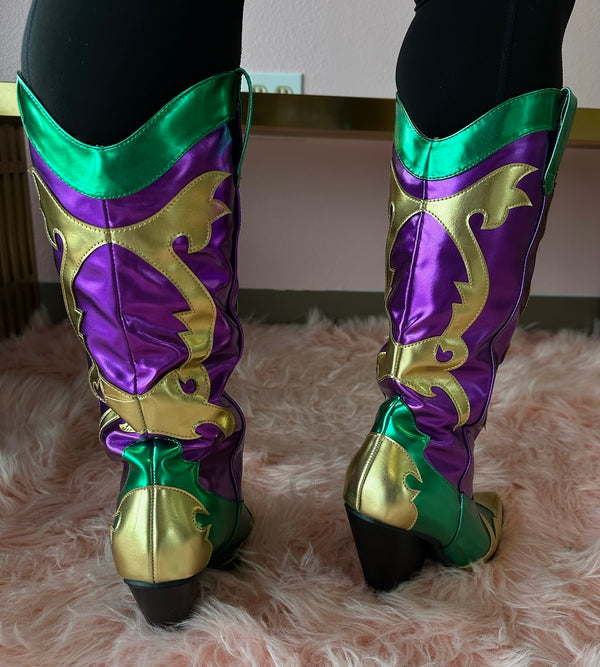 JULIANA - SHOE-NAMI EXCLUSIVE Mardi Gras Multi Metallic Cowboy Boot -