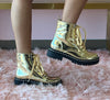 MIRA-4 Gold Mirror Metallic Combat Boots