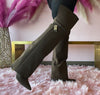 HIGH STANDARD Brown Faux Suede Sleeve Boot Thigh High