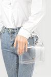 SHAWNA BAG/HPC6040 Clear/Silver Bag Silver Top Handle - Clear Plastic Bag - Silver Sculpted Handle