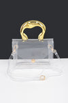 SHAWNA BAG/HPC6040 Clear/Gold Bag Gold Top Handle - Clear Plastic Bag - Gold Sculpted Handle