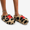 SASKIA Leopard Faux Fur Slip On Clog