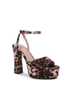 DELLA Leopard Print Platform Heel - Ankle Strap with Adjustable Buckle