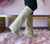 I AM THE ONE/2024 Sand Beige Faux Suede Sleeve Boot Knee High