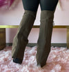 HIGH STANDARD Black Faux Suede Sleeve Boot Thigh High