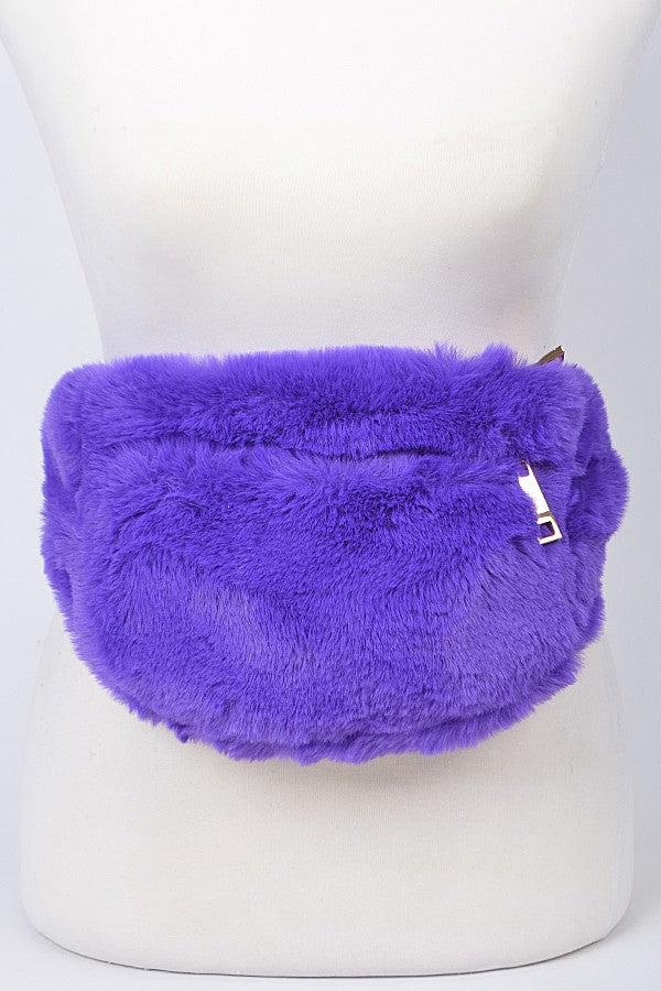 PUPPET FANNY PACK Purple Faux Fur Fanny Pack Bag