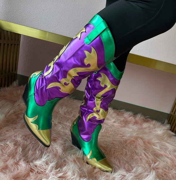 JULIANA - SHOE-NAMI EXCLUSIVE Mardi Gras Multi Metallic Cowboy Boot