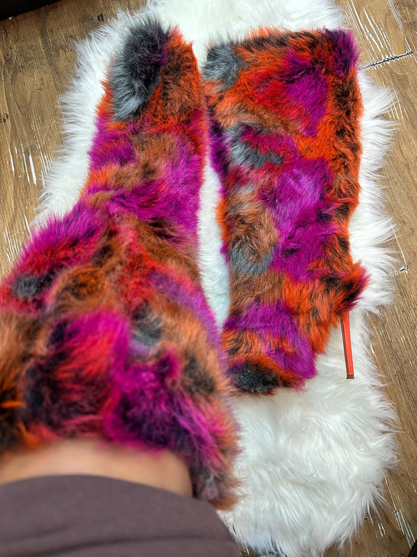 UPSETTER Orange Multi Faux Fur Boot