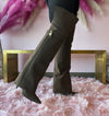 HIGH STANDARD Brown Faux Suede Sleeve Boot Thigh High