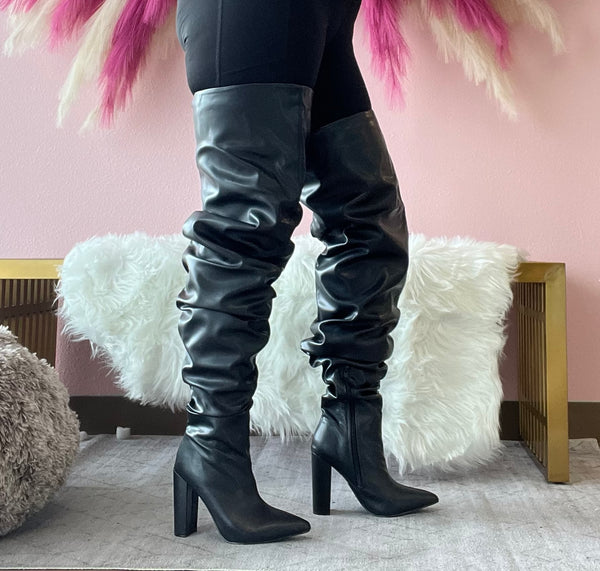 Pu leather thigh high boots online