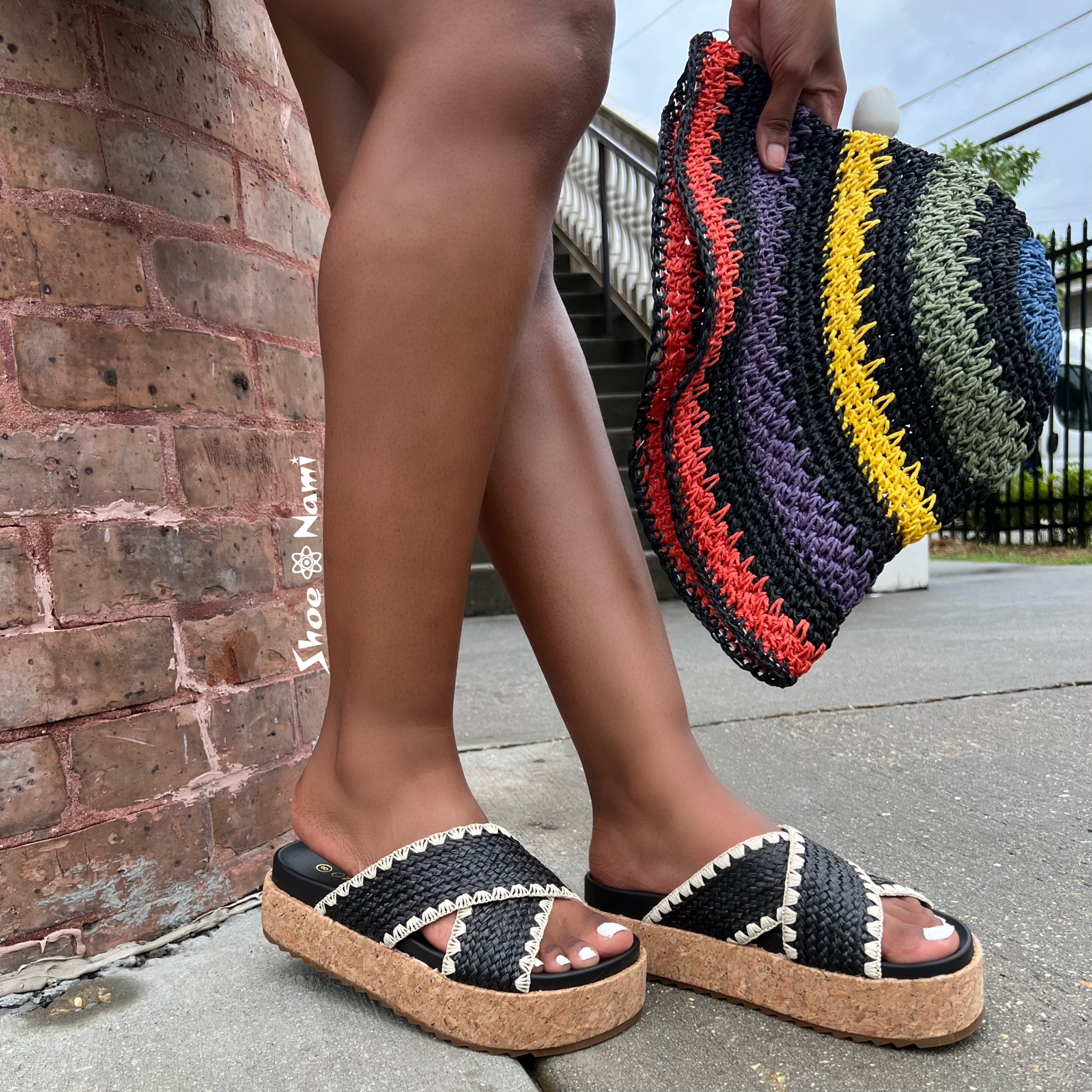 IN ORDER Black Woven Sandal