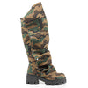 MAGEO-1 Camo Platform Boot - Snap Front Drape Panel - Knee High Boot