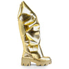 MAGEO-1 Gold Faux Leather Platform Boot - Snap Front Drape Panel - Knee High Boot