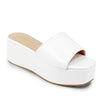 ROOKIE-16 White Faux Leather Platform Slide Sandal