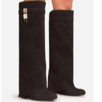 I AM THE ONE/2024 Black Faux Suede Sleeve Boot Knee High