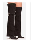 HIGH STANDARD Black Faux Suede Sleeve Boot Thigh High