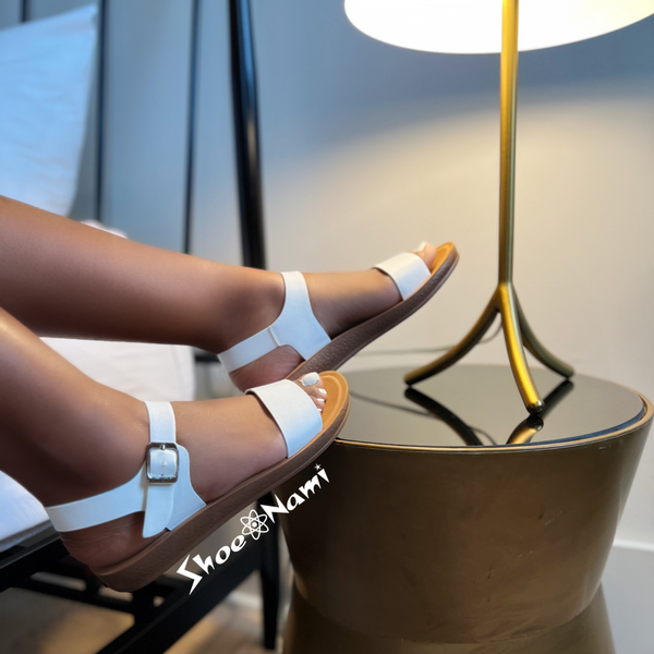 FARON-4/2024 White Faux Leather Sandal