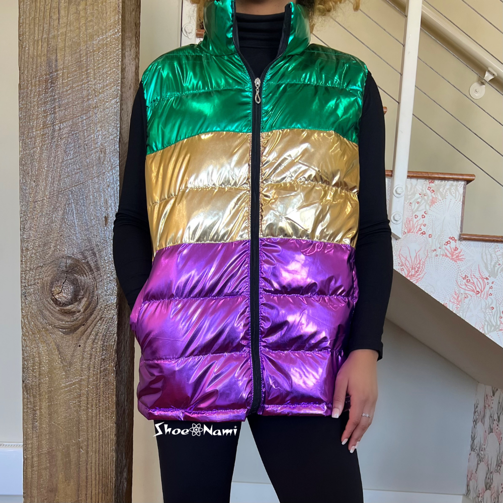 MARDI GRAS MADNESS PUFFER VEST Multi - ShoeNami