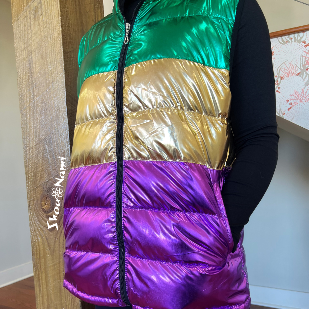 MARDI GRAS MADNESS PUFFER VEST Multi - ShoeNami