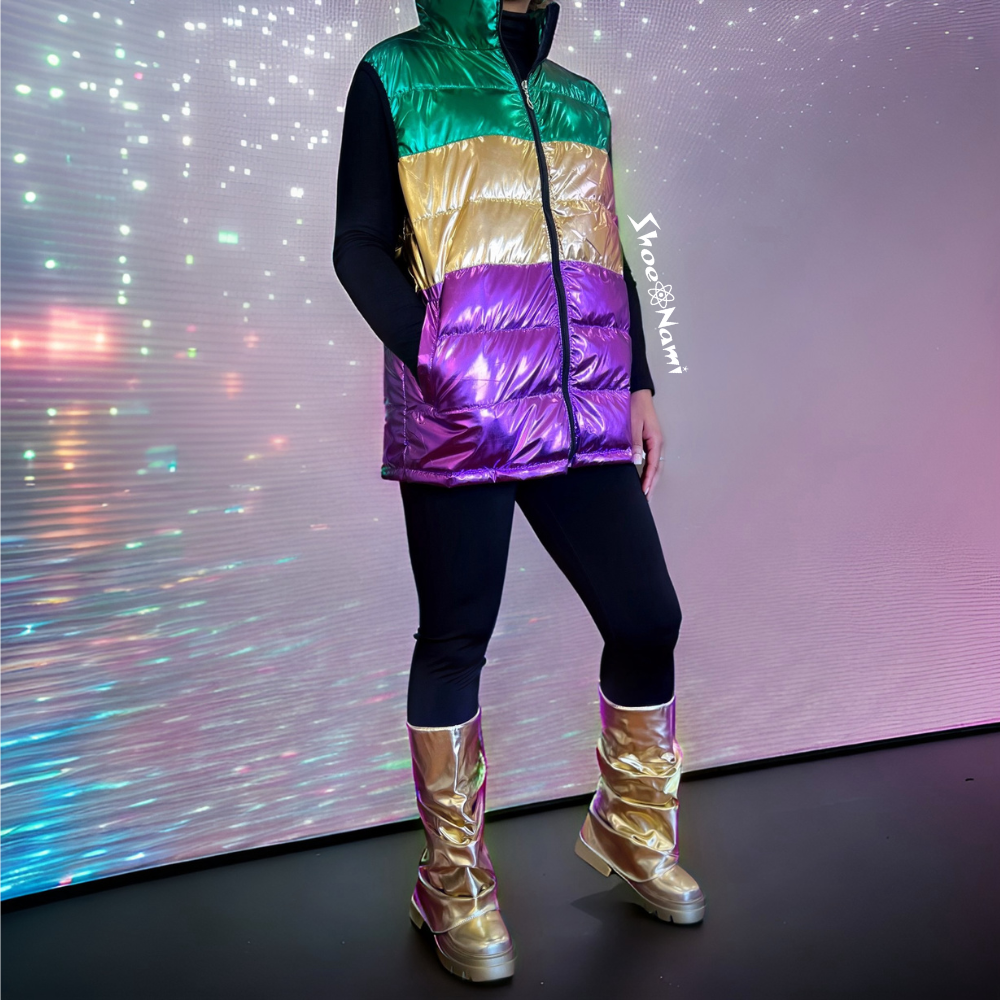 MARDI GRAS MADNESS PUFFER VEST Multi - ShoeNami